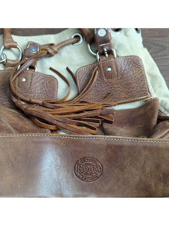 Roots Handbags - HP Roots Canvas & Leather Drawstring Bag